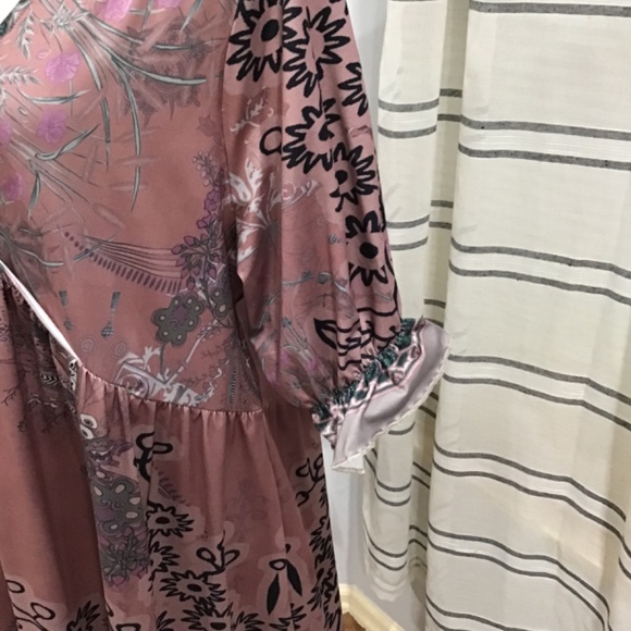 Pink Daisy Women’s Size 1X Plus (14/16) V Neck 3/4 Ruffle Sleeve Dress Fairy - Picture 4 of 12